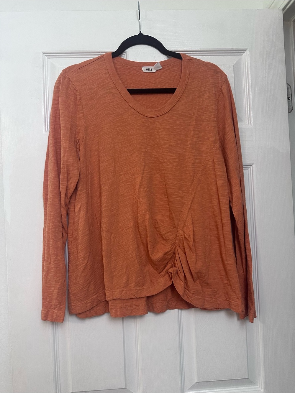 WILT Long Sleeve T Shirt Made in USA 100% Cotton Size Large Orange Rust